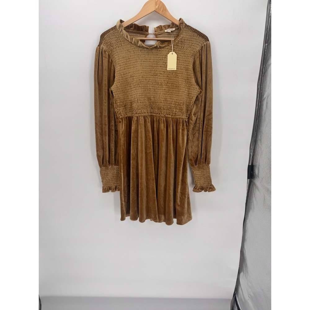 Jodifl Velveteen Velvet Marc Dress Sz S Fairy Core Cottage Core Mustard Yellow
